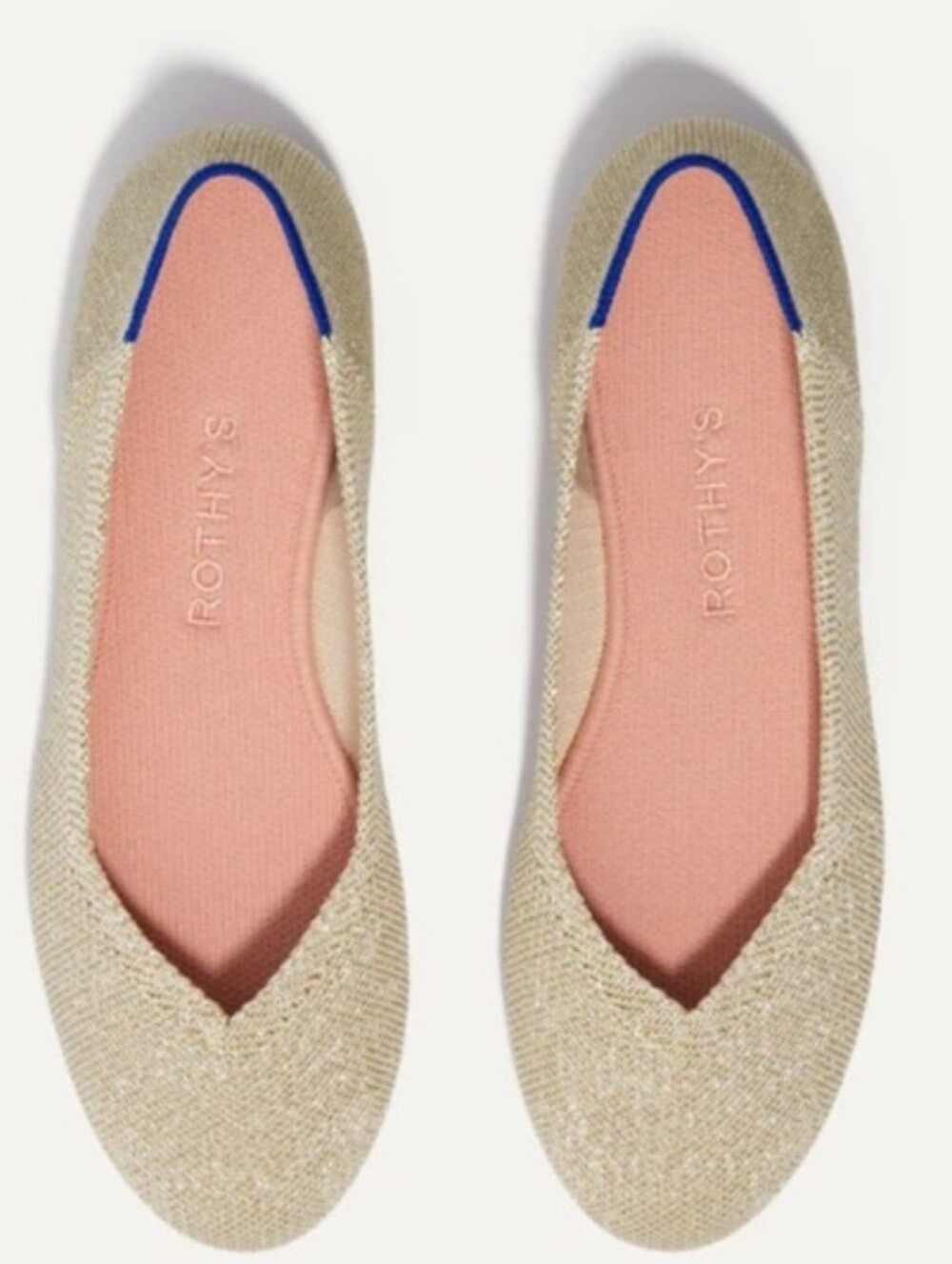 NWT Rothy's Platinum Metallic Round Toe Flats